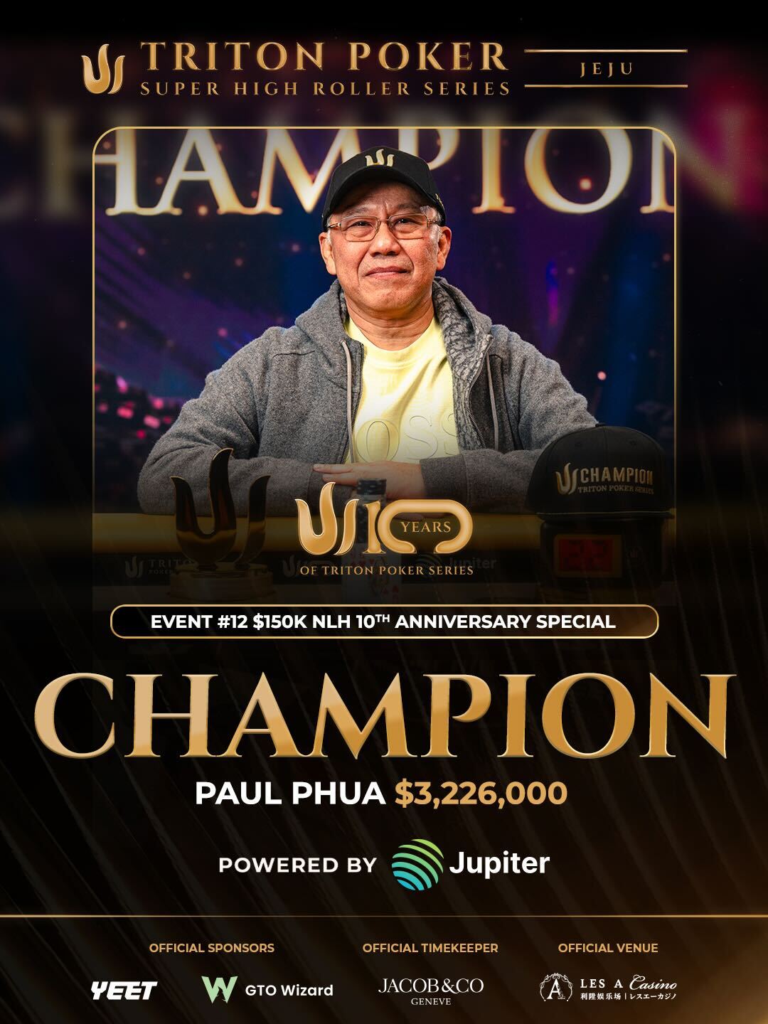 Paul Phua Wins Triton 10th Anniversary $150K NLH Special for $3,226,000